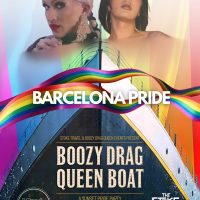 two queens on a pride boat in barcelona, spoof on the titanic